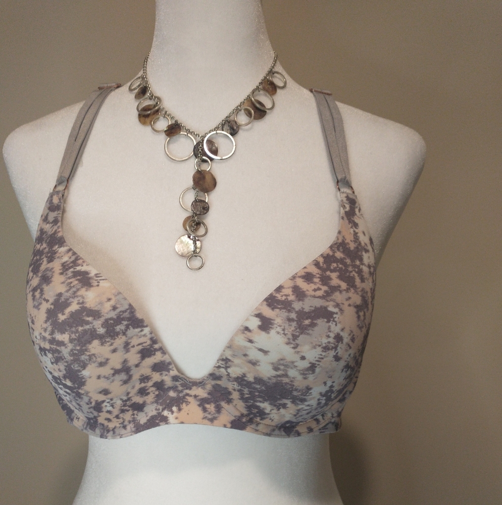 Danskin Intimates Purple and Cream Patterned Bra with Adjustable Straps